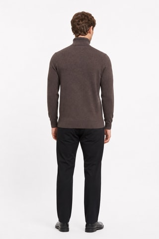 Jersey 100 % cachemir, 2 hilos - Jersey de cuello vuelto - Marrón oscuro