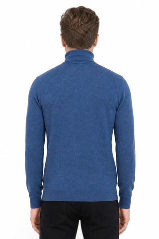 Jersey 100 % cachemir, 2 hilos - Jersey de cuello vuelto - Azul