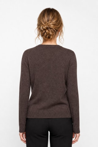 Jersey 100 % cachemir, 2 hilos - Cuello redondo - Marrón oscuro