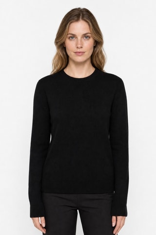 Jersey 100 % cachemir, 2 hilos - Cuello redondo - Negro