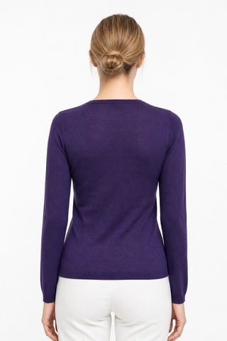 Jersey 35 % cachemir, 35 % seda y 30 % lana - Cuello redondo - Violeta