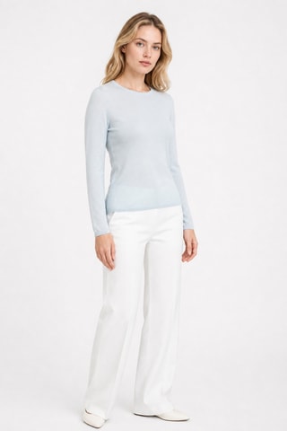 Jersey 100 % cachemir - Cuello redondo - Azul