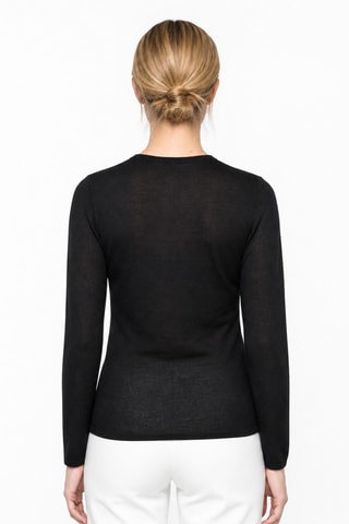 Jersey 100 % cachemir - Cuello redondo - Negro