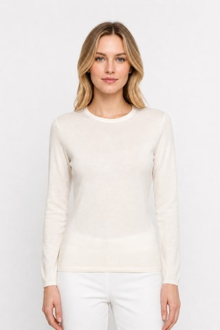 Jersey 100 % cachemir - Cuello redondo - Blanco