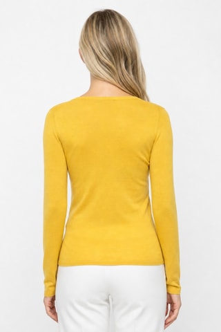 Jersey 100% cachemir ultrafino 2/60 - Cuello de pico. - Amarillo