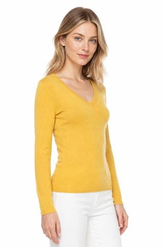 Jersey 100% cachemir ultrafino 2/60 - Cuello de pico. - Amarillo