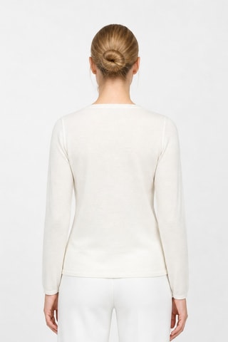 Jersey 100% cachemir ultrafino 2/60 - Cuello de pico. - Blanco