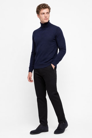 Jersey 100 % cachemir, 2 hilos - Jersey de cuello vuelto - Azul marino