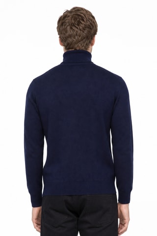 Jersey 100 % cachemir, 2 hilos - Jersey de cuello vuelto - Azul marino