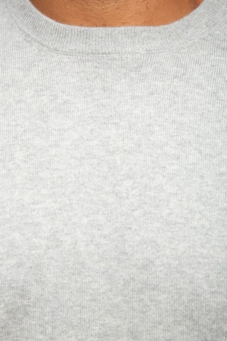 Jersey 95 % algodón y 5 % cachemir - Cuello redondo - Gris jaspeado