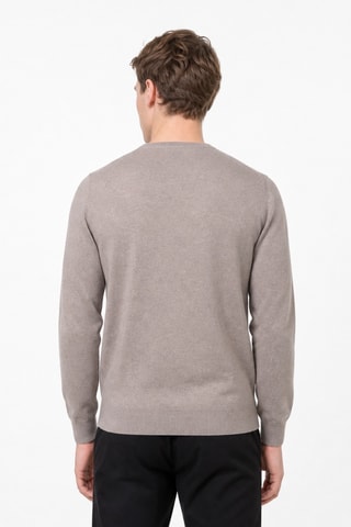 Jersey 95 % algodón y 5 % cachemir - Cuello redondo - Beige