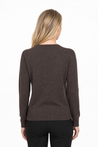 Jersey 100 % cachemir, 2 hilos - Cuello de pico. - Marrón oscuro