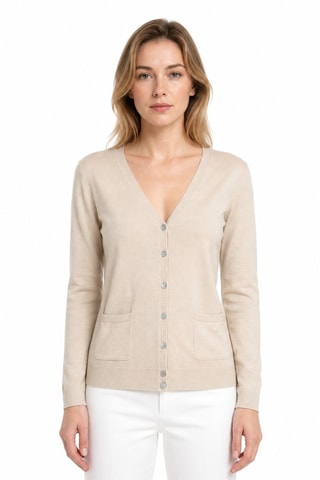 Cárdigan 35 % cachemir, 35 % seda y 30 % lana - Beige