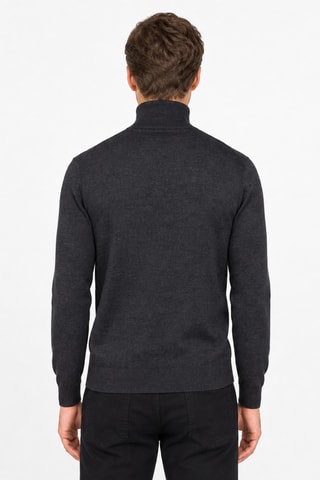 Jersey 50 % lana y 50 % acrílico - Jersey de cuello vuelto - Antracita