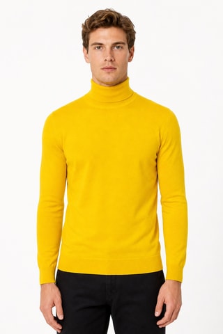 Jersey  50 % lana y 50 % acrílico - Jersey de cuello vuelto - Amarillo
