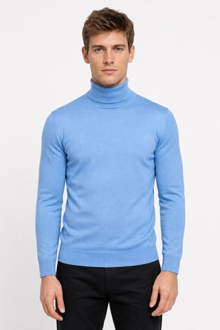 Jersey  50 % lana y 50 % acrílico - Jersey de cuello vuelto - Azul
