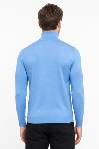 Jersey  50 % lana y 50 % acrílico - Jersey de cuello vuelto - Azul