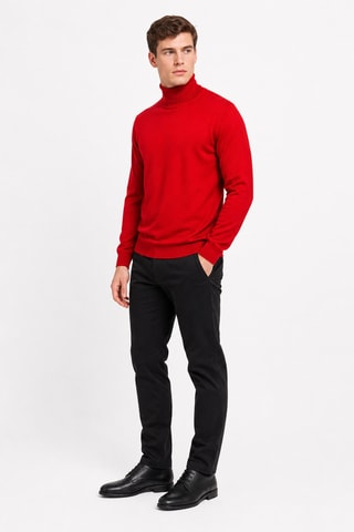 Jersey 50 % lana y 50 % acrílico - Jersey de cuello vuelto - Rojo