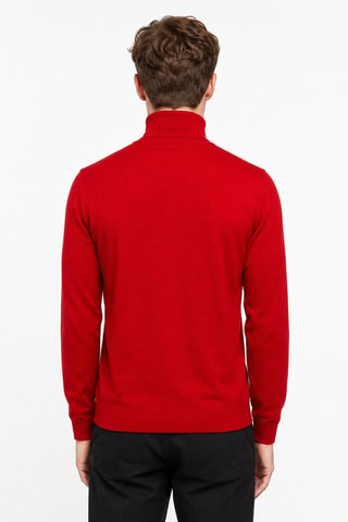 Jersey 50 % lana y 50 % acrílico - Jersey de cuello vuelto - Rojo