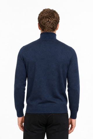 Jersey 95 % algodón y 5 % cachemir - Jersey de cuello vuelto - Azul oscuro