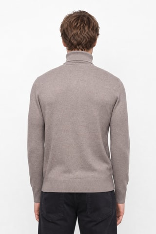 Jersey 95 % algodón y 5 % cachemir - Jersey de cuello vuelto - Beige