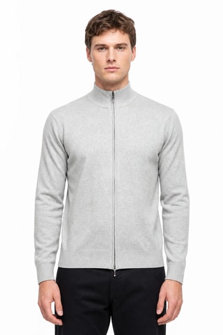 Cárdigan 95 % algodón y 5 % cachemir - Gris jaspeado