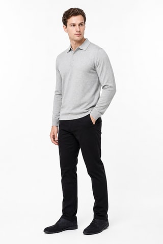 Polo 95 % algodón y 5 % cachemir - Gris jaspeado