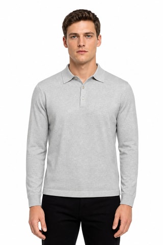 Polo 95 % algodón y 5 % cachemir - Gris jaspeado