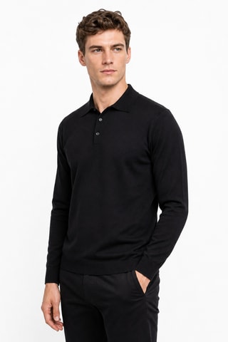 Polo 95 % algodón y 5 % cachemir - Negro