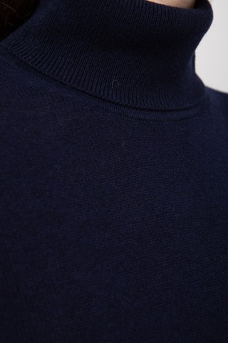 Jersey 100 % cachemir, 2 hilos - Jersey de cuello vuelto - Azul marino