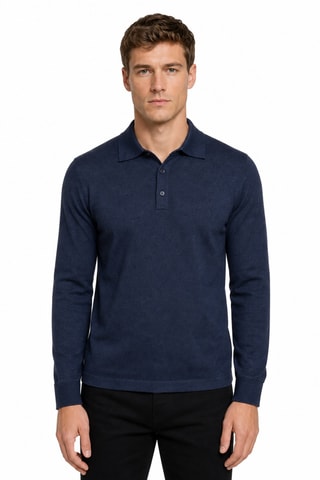 Polo 95 % algodón y 5 % cachemir - Azul oscuro
