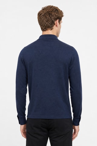 Polo 95 % algodón y 5 % cachemir - Azul oscuro