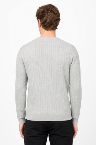 Jersey 95 % algodón y 5 % cachemir - Cuello redondo - Gris claro