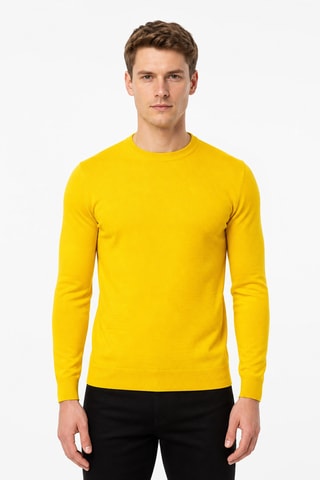 Jersey 50 % lana y 50 % acrílico - Cuello redondo - Amarillo