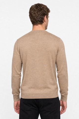 Jersey 50 % lana y 50 % acrílico - Cuello redondo - Beige