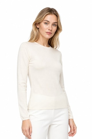 Jersey 35 % cachemir, 35 % seda y 30 % lana - Cuello redondo - Beige