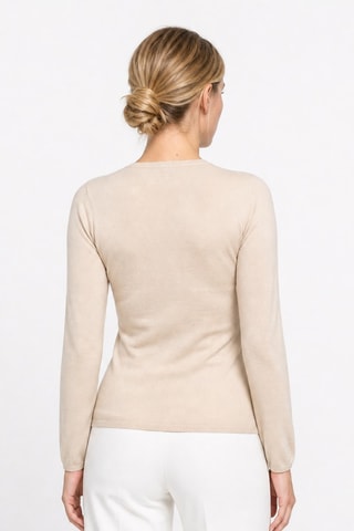 Jersey 35 % cachemir, 35 % seda y 30 % lana - Cuello redondo - Beige