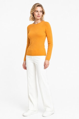 Jersey 35 % cachemir, 35 % seda y 30 % lana - Cuello redondo - Naranja