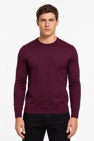 Jersey 50 % lana y 50 % acrílico - Cuello redondo - Marrón