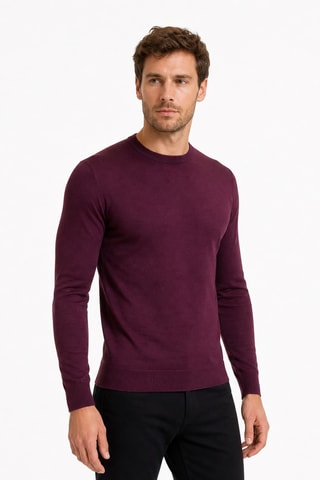 Jersey 50 % lana y 50 % acrílico - Cuello redondo - Marrón