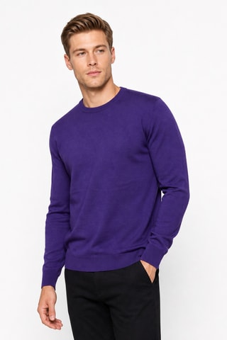 Jersey 50 % lana y 50 % acrílico - Cuello redondo - Violeta