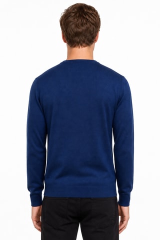 Jersey 50 % lana y 50 % acrílico - Cuello redondo - Azul marino