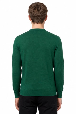 Jersey 50 % lana y 50 % acrílico - Cuello redondo - Verde