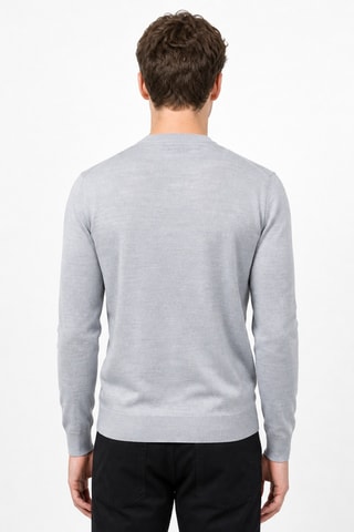 Jersey 50 % lana y 50 % acrílico - Cuello redondo - Gris