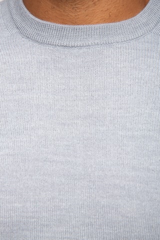 Jersey 50 % lana y 50 % acrílico - Cuello redondo - Gris