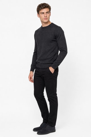 Jersey 50 % lana y 50 % acrílico - Cuello redondo - Antracita