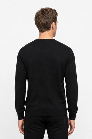 Jersey 50 % lana y 50 % acrílico - Cuello redondo - Negro