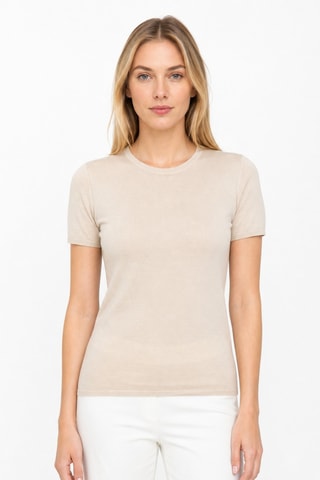 Camiseta 35 % cachemir, 35 % seda y 30 % lana - Beige