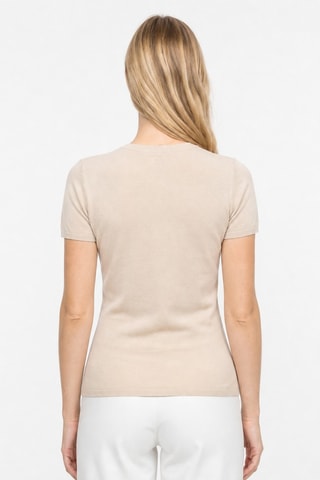 Camiseta 35 % cachemir, 35 % seda y 30 % lana - Beige