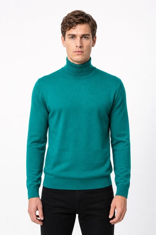 Jersey 50 % lana y 50 % acrílico - Jersey de cuello vuelto - Azul